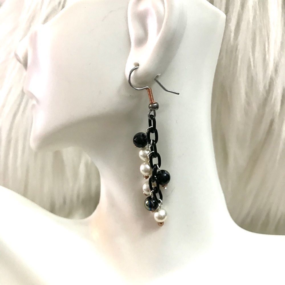 Black and white beaded earrings